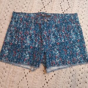 Levi's Black Tab Womens Size 12 Colorful Twill Cut-off Shorts Blue Rodeo Cowgirl